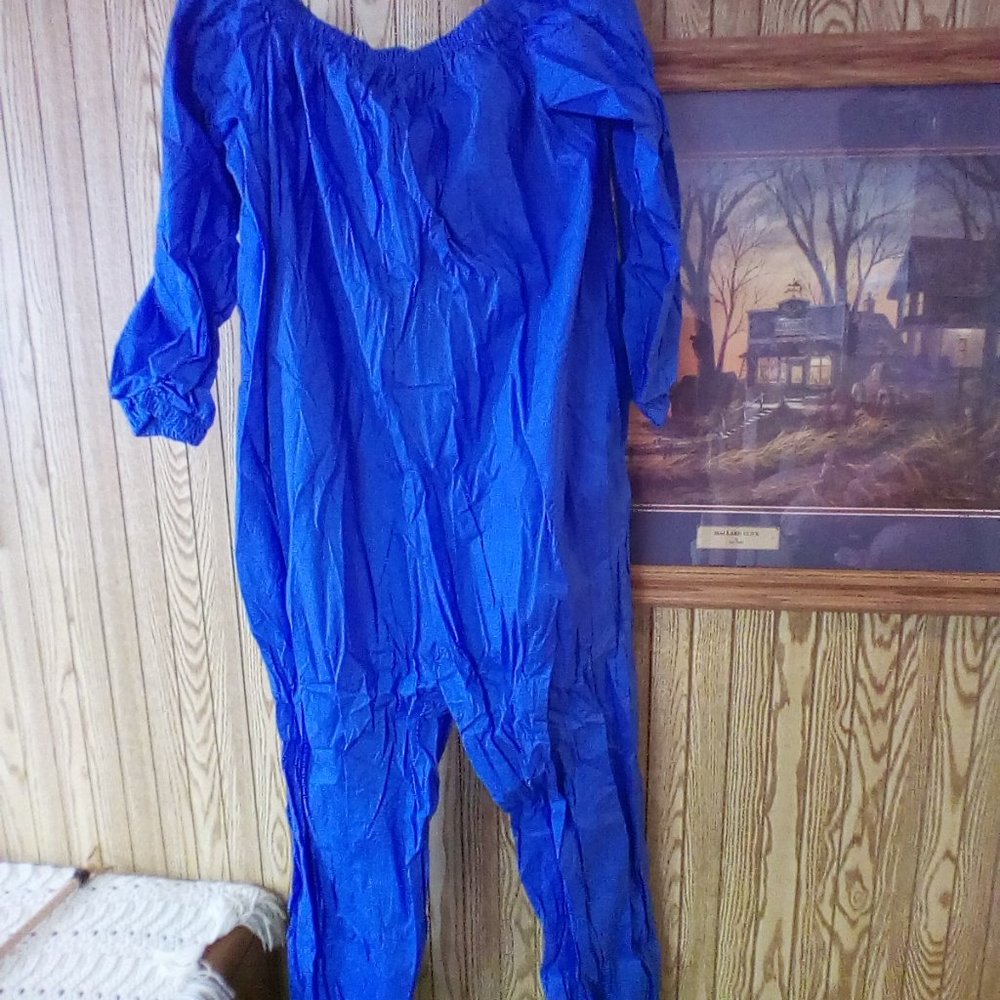 womens blue jumper windbreaker jumpsuit long sleeve - Picture 1 of 6